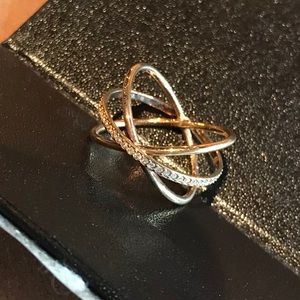 Michael Kors Rose Gold X Pave Ring size 7